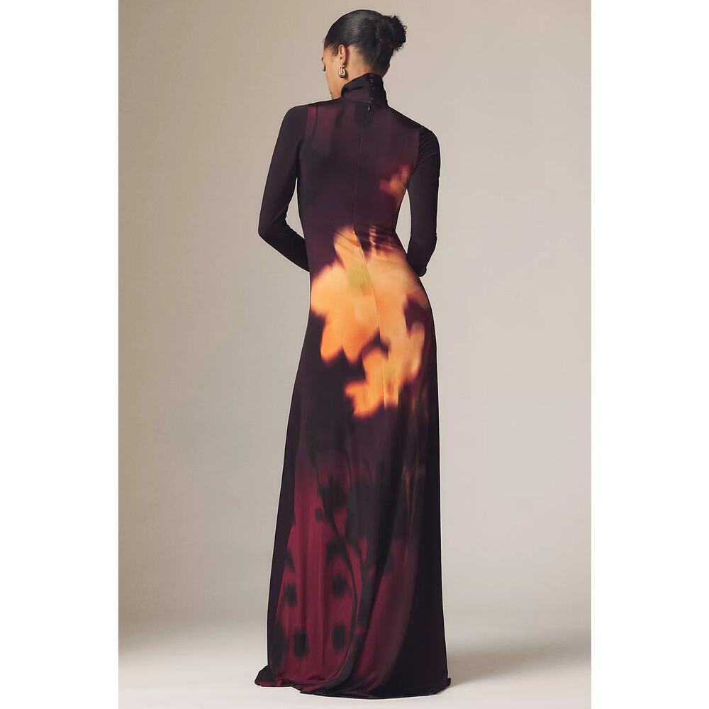Anthropologie Sisters Black Nova Aline Long-Sleeve High-Neck Maxi Dress Sz 2 - Picture 3 of 16